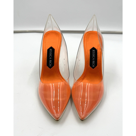 Jessica Rich Heels So Fancy Sandal Clear Orange EU 39 USA Size 8.5 W/ Dust Bag - Picture 3 of 10